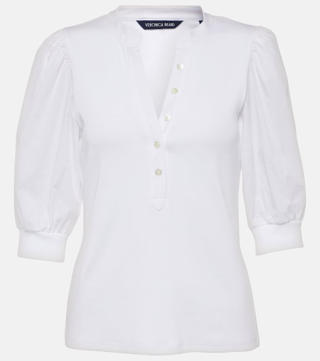 Coralee puff-sleeve cotton-blend top | Veronica Beard