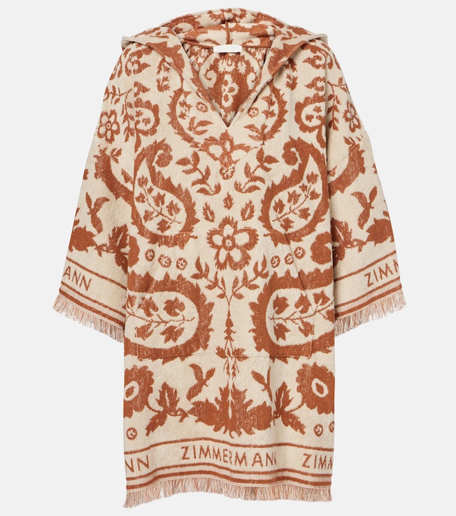 Wylie Hooded printed cotton terry beach dress | Zimmermann