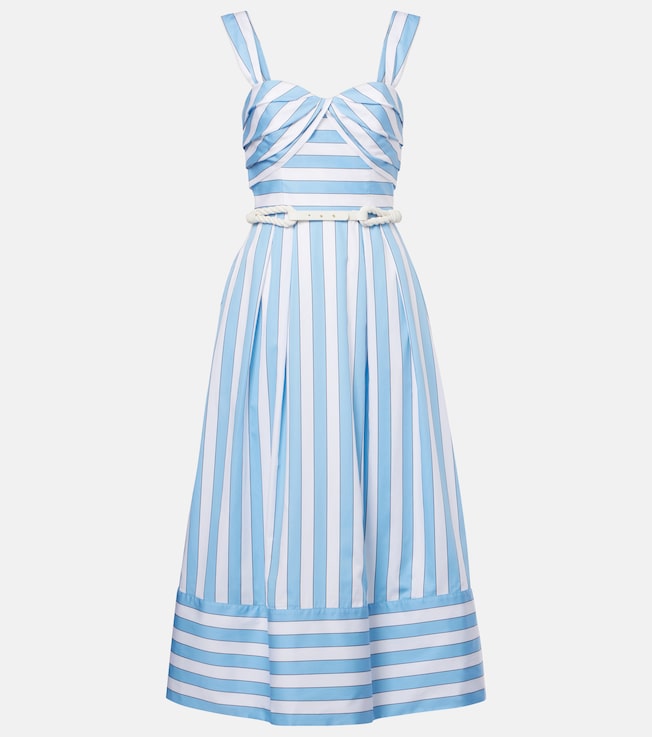 Nilah striped belted cotton midi dress | Rebecca Vallance