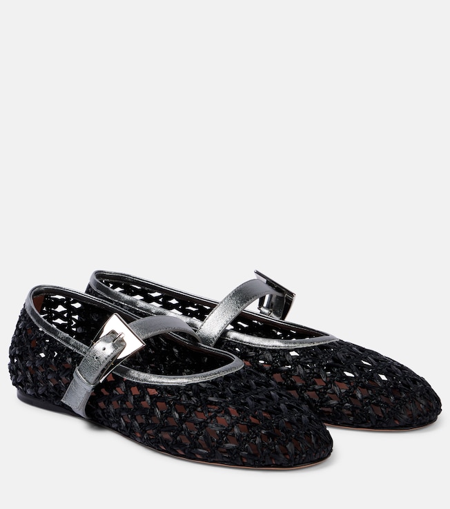 Sveva buckle-detail raffia ballet flats | Paris Texas