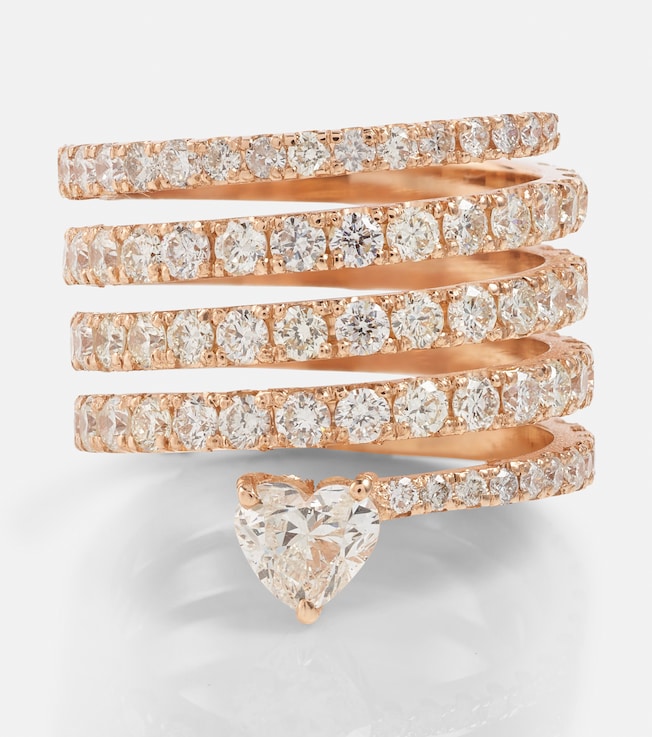 Diamond Spiral Heart 18kt rose gold ring with diamonds | Shay Jewelry