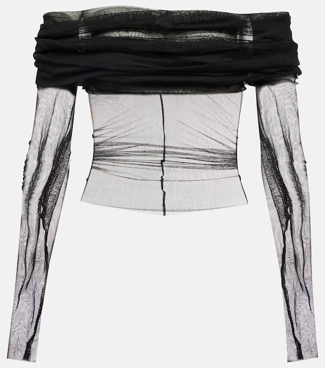 Sheer off-the-shoulder silk top | Christopher Esber