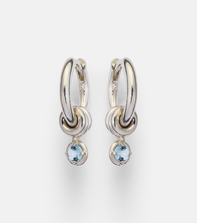 Zahra Micro sterling silver earrings with sapphire | Spinelli Kilcollin