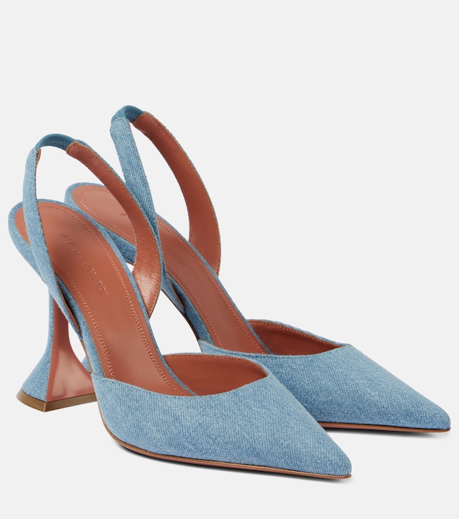 Holli 95 denim slingback pumps | Amina Muaddi