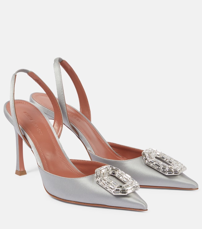 Camelia 90 satin slingback pumps | Amina Muaddi