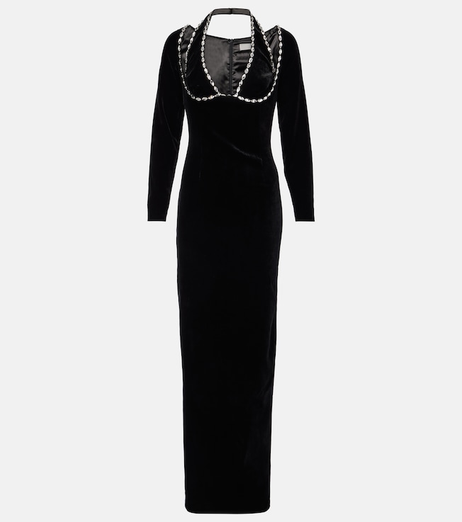 Crystal-embellished velvet gown | Rasario