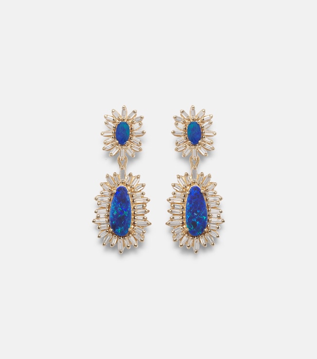 18kt gold drop earrings with opals and diamonds | Suzanne Kalan