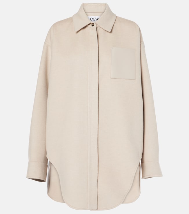 Leather-trimmed wool and cashmere overshirt | Loewe