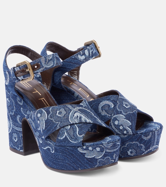 Jacquard denim platform sandals | Etro
