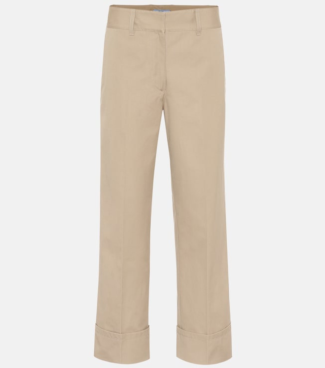 High-rise straight cotton pants | Prada