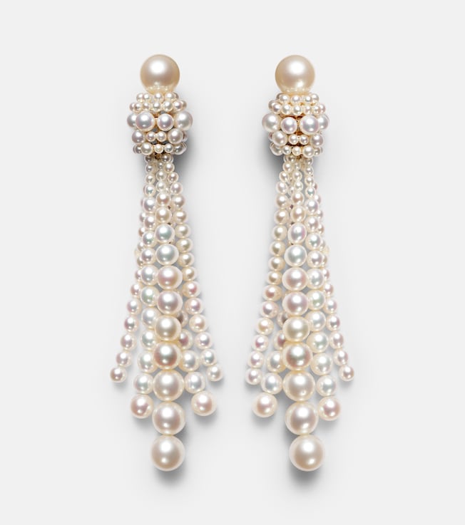 Colonna Grande 18kt gold drop earrings with freshwater pearls | Sophie Bille Brahe