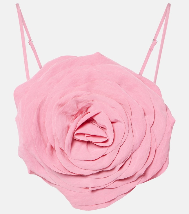 Floral-appliqué gabardine crop top | Blumarine