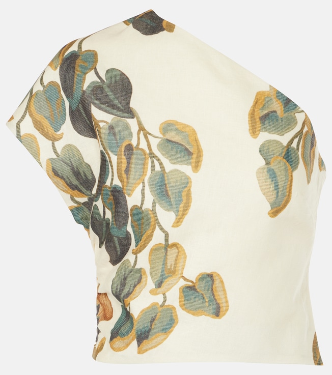 Belletto Asymmetric linen crop top | SIR
