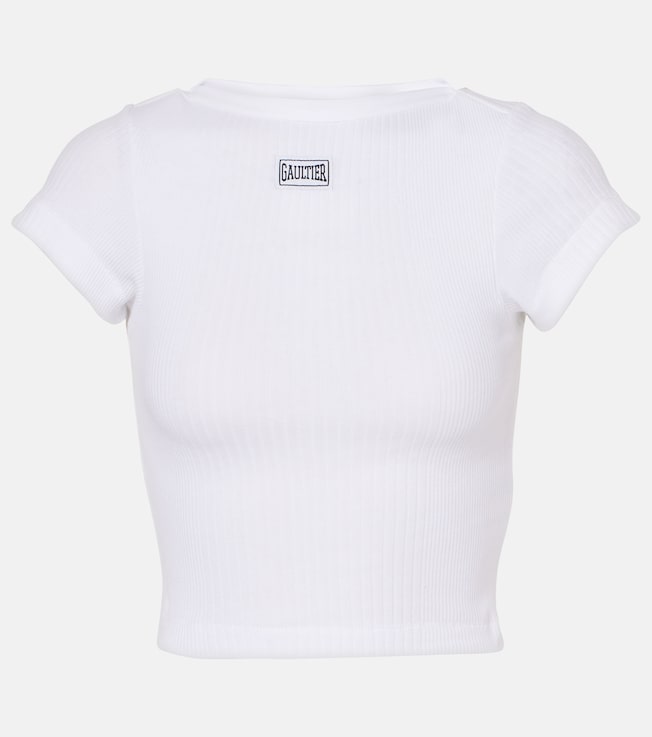 Logo cotton jersey crop top  | Jean Paul Gaultier