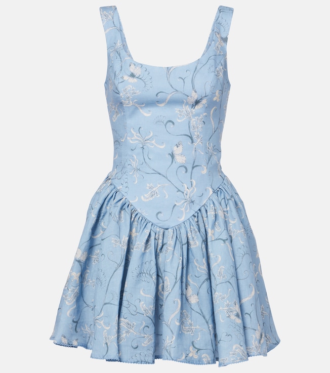 Pluma Lymanopoda appliqué linen minidress | Agua by Agua Bendita