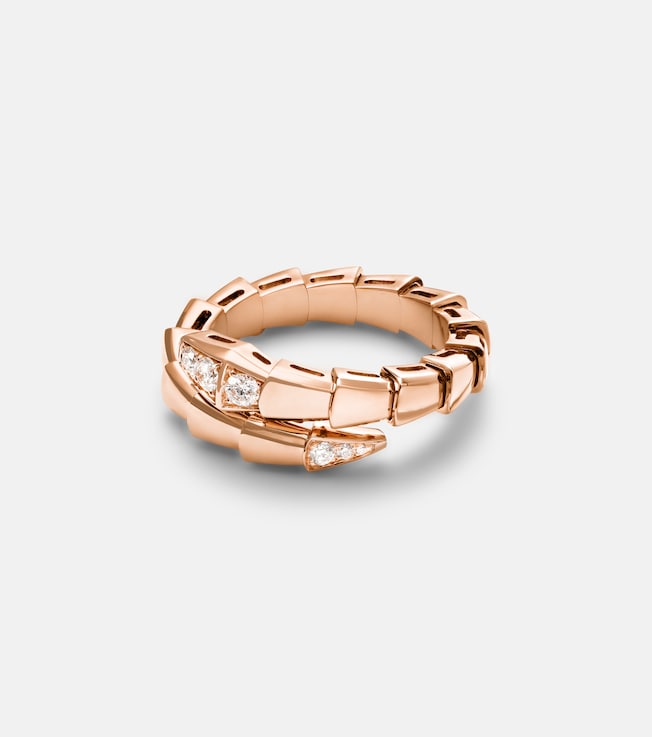Serpenti Viper 18kt gold ring with diamonds | Bvlgari