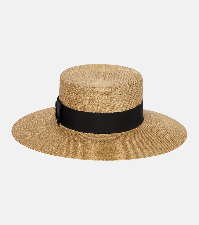 Embellished lamé straw hat | Gucci