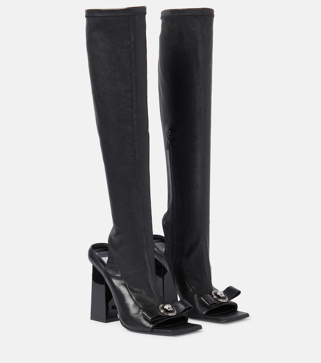 Gianni Ribbon leather knee-high boots | Versace