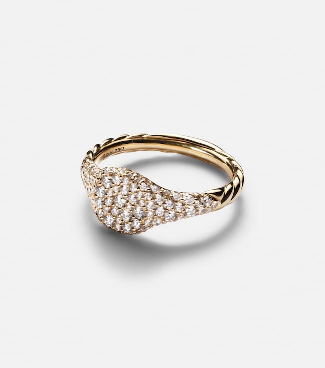 Petite Pavé 18kt gold pinky ring with diamonds | David Yurman