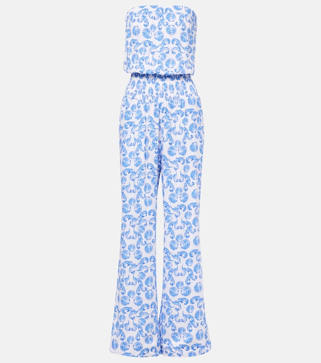 Naomi shirred cotton bandeau jumpsuit | Melissa Odabash