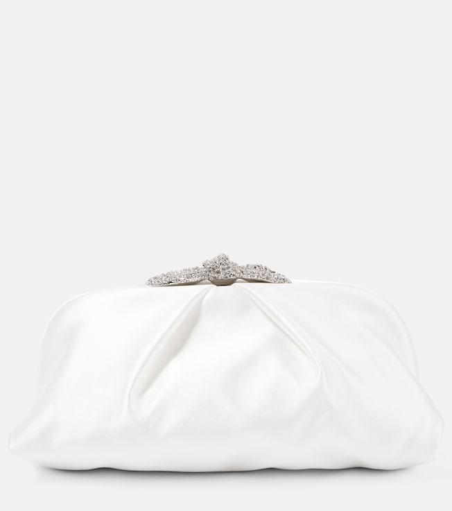 Very Bow Tie embellished satin clutch | Aquazzura