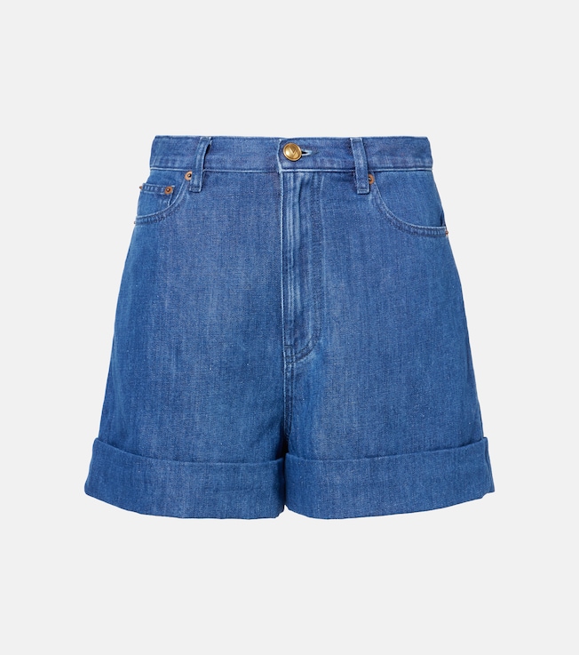 Cotton and linen denim shorts | Valentino