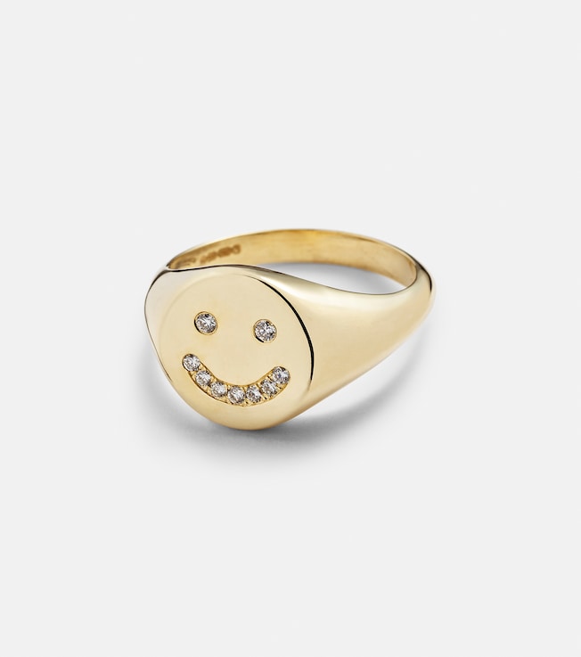 Smiley 14kt gold ring with diamonds  | Roxanne First