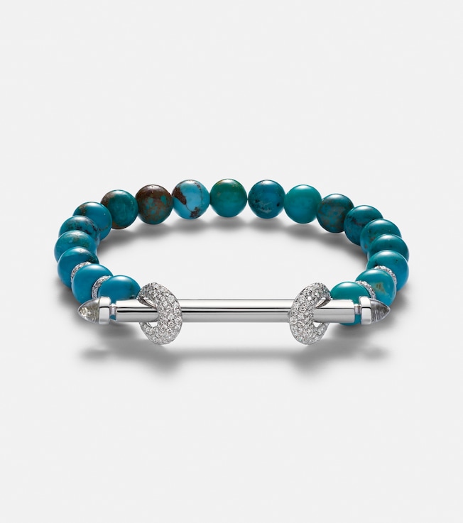 Chakra 18kt white gold bracelet with gemstones | Ananya