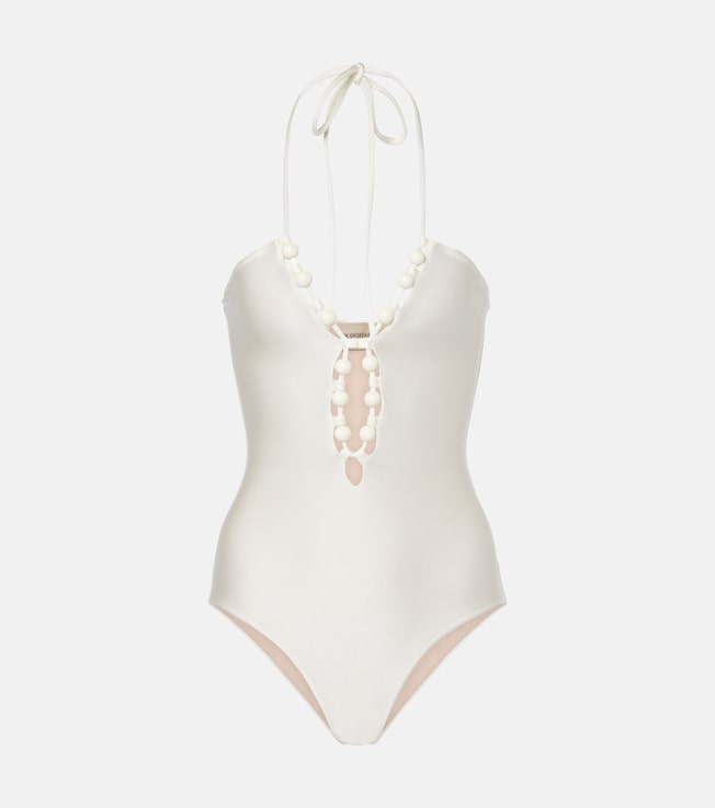 Embellished halterneck swimsuit | Adriana Degreas
