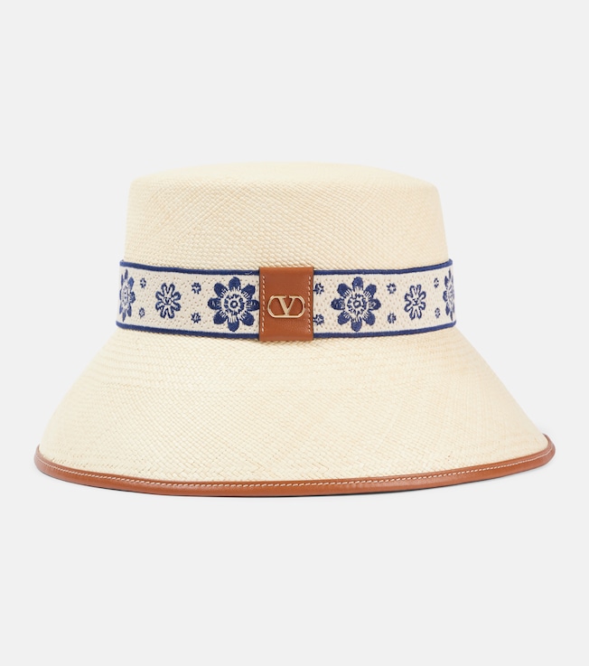 Antibes embroidered straw bucket hat | Valentino