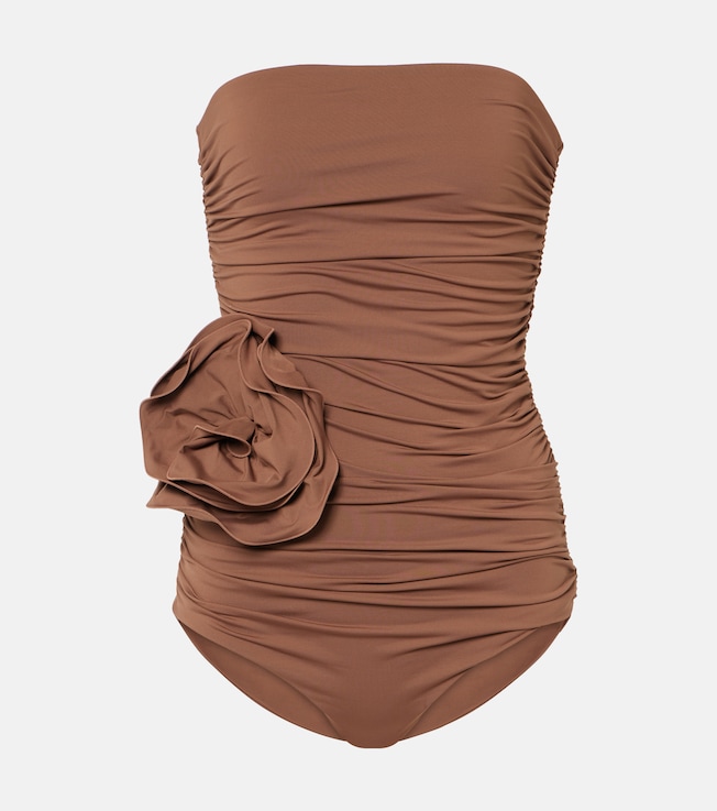 Floral-appliqué ruched swimsuit | Magda Butrym