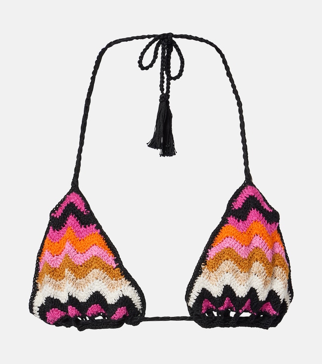 Striped cotton bikini top | Anna Kosturova
