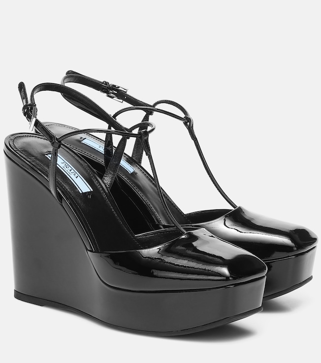 Patent leather platform pumps | Prada