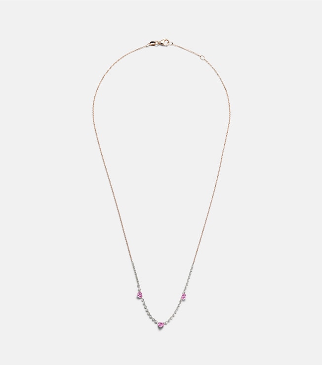 Triple Drilled 14kt white gold necklace with sapphires and diamonds | Roxanne First