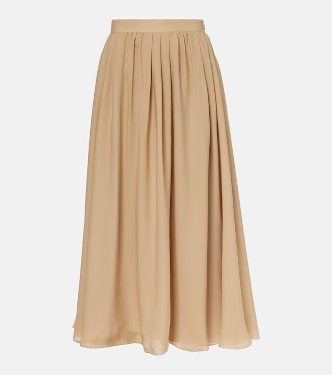 Kynlee pleated silk georgette midi skirt | Ralph Lauren Collection
