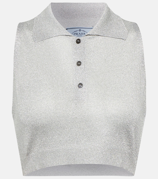Metallic knit crop top | Prada