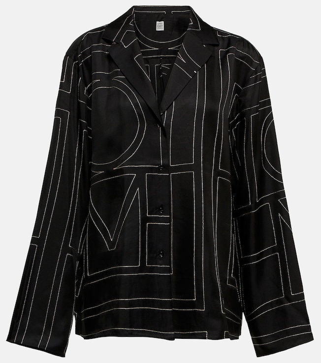 Logo-embroidered silk shirt | Toteme