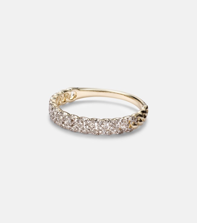 Five 10kt yellow gold chain ring with diamonds | Stone and Strand