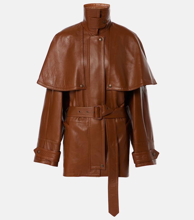 Caped leather trench coat | Chloé