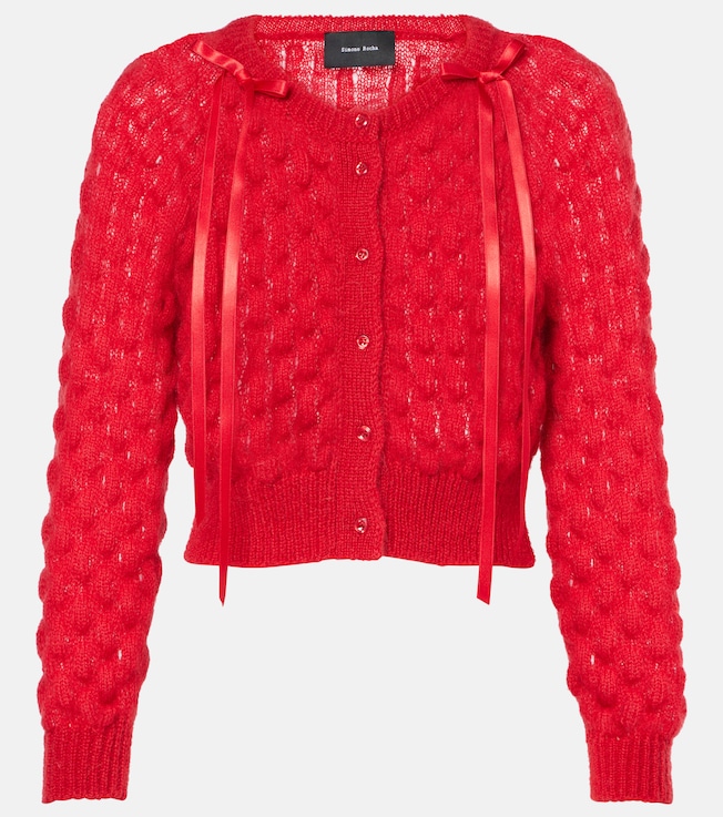 Bow-detail open-knit wool-blend cardigan | Simone Rocha