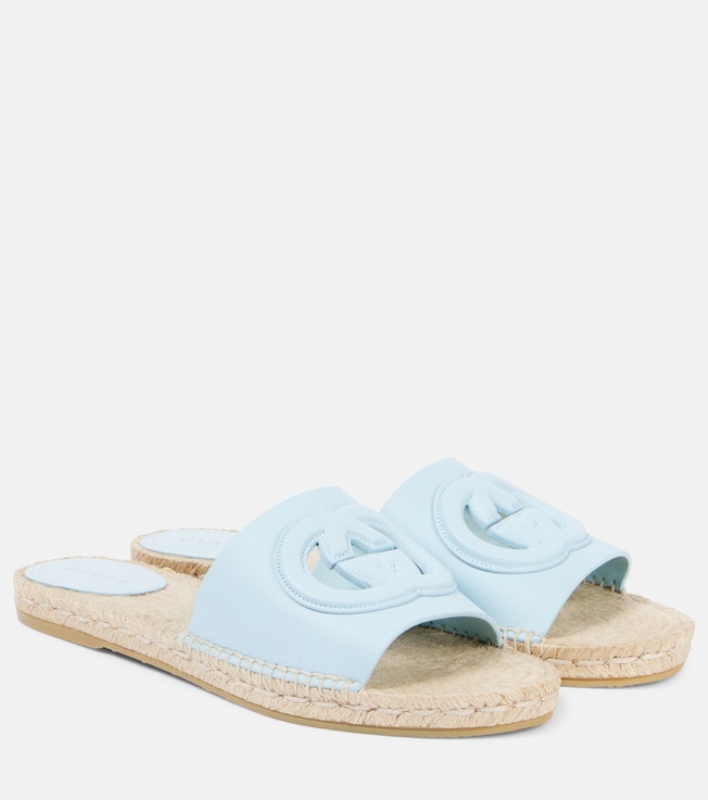 GG cutout leather espadrille slides | Gucci