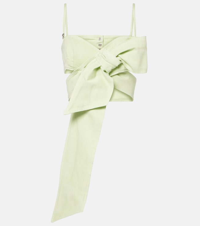 Bow-detail denim top | Blumarine