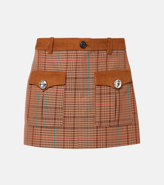 Checked wool-blend miniskirt | Area