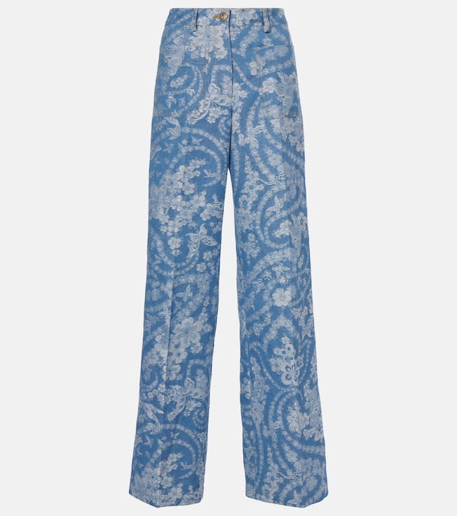Printed cotton and linen wide-leg pants | Etro