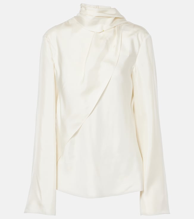 Scarf-detail silk foulard blouse | Róhe