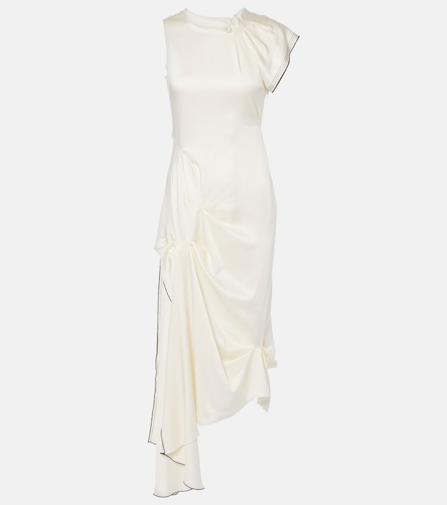 Gathered draped satin midi dress | Victoria Beckham