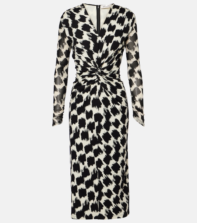Libra printed gathered midi dress | Diane von Furstenberg