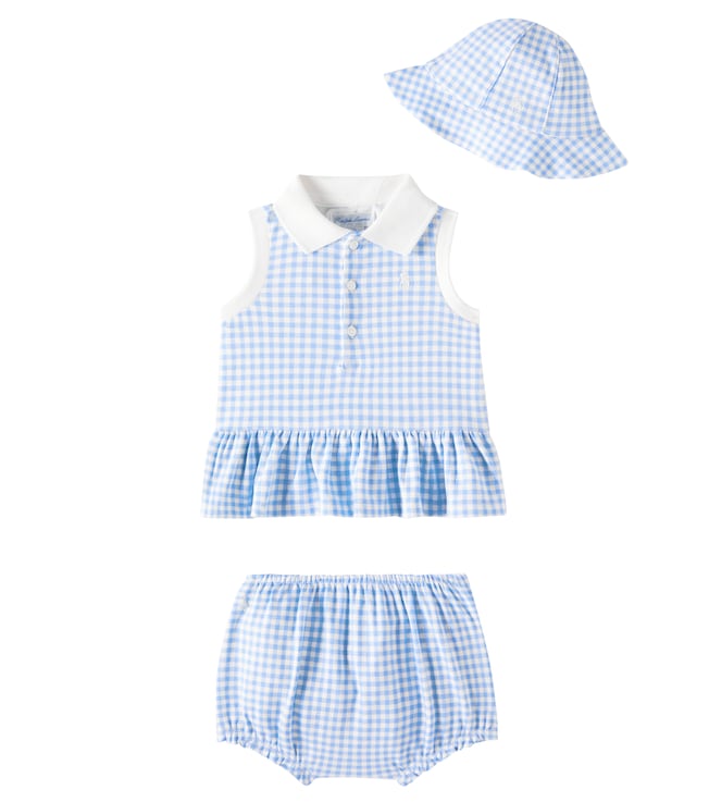 Baby checked cotton hat, shirt and shorts set | Polo Ralph Lauren Kids