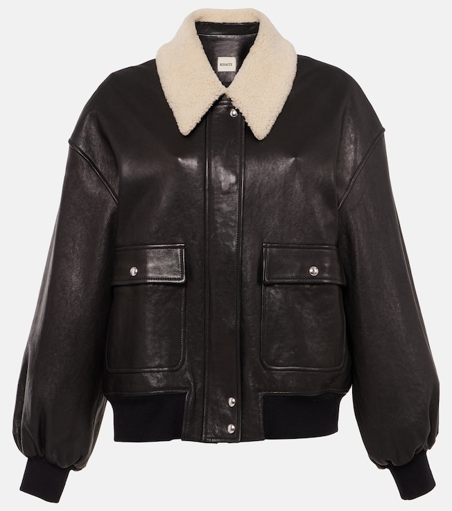 Shellar shearling-trimmed leather jacket | Khaite
