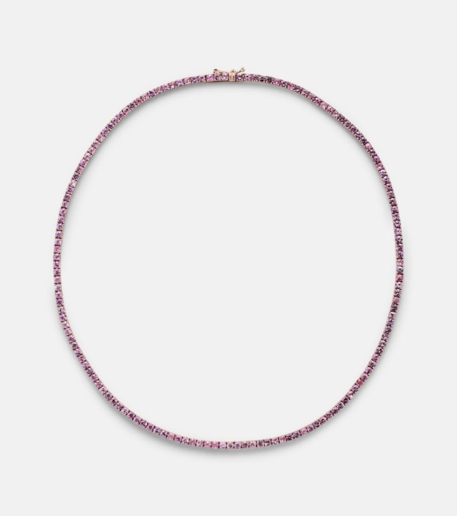 14kt rose gold tennis necklace with pink sapphires | Roxanne First